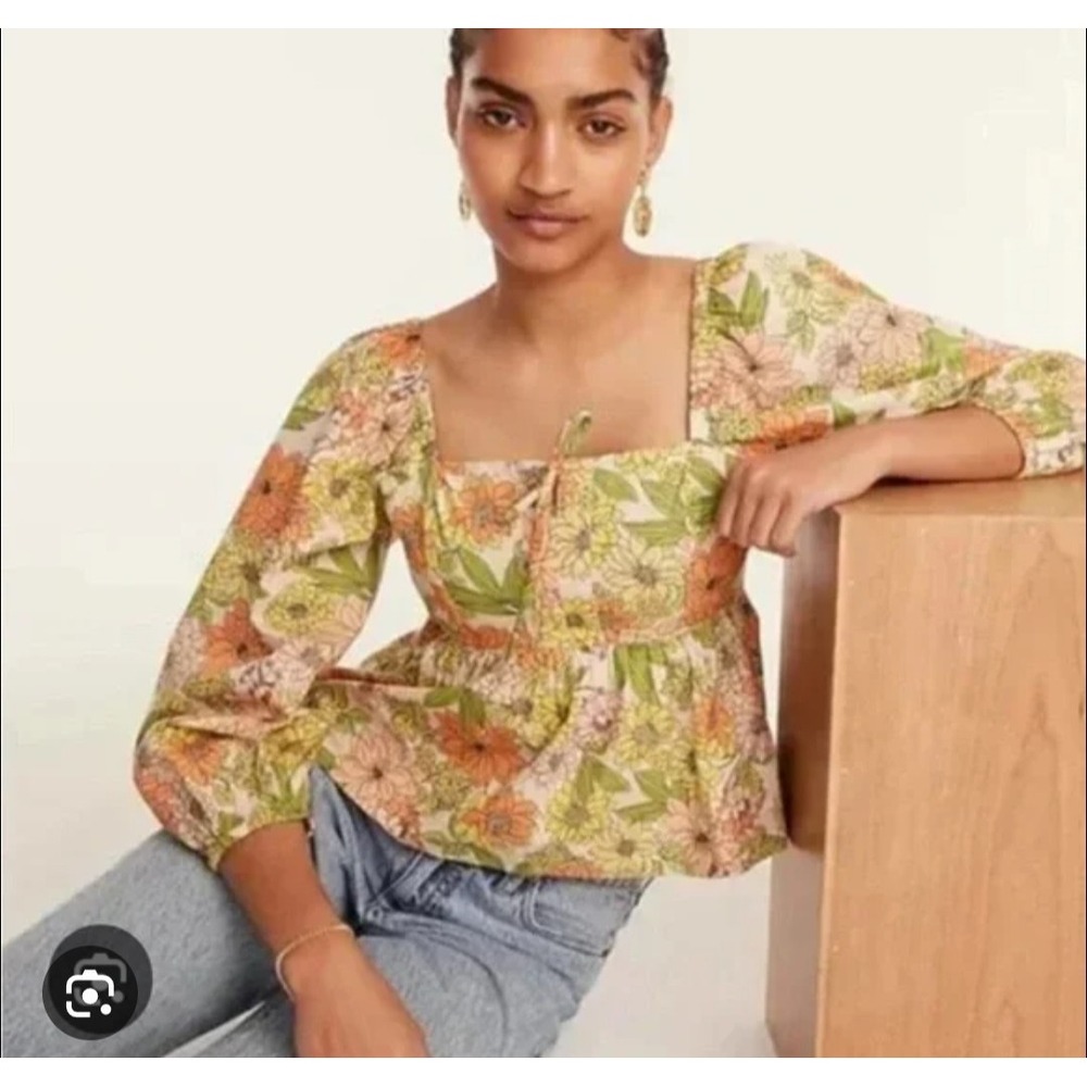 J. CREW Women's Floral Long Sleeve Blouse Top Size 0